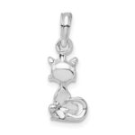 De-Ani Sterling Silver Rhodium-Plated Polished 3D Mini Sitting Cat Pendant - Image 4