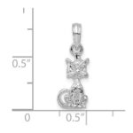 De-Ani Sterling Silver Rhodium-Plated Polished 3D Mini Sitting Cat Pendant - Image 3