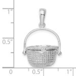 De-Ani Sterling Silver Rhodium-Plated Polished 3D Nantucket Basket Pendant - Image 5