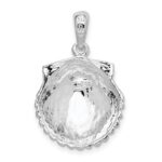 De-Ani Sterling Silver Rhodium-Plated Polished Scallop Shell Pendant - Image 4