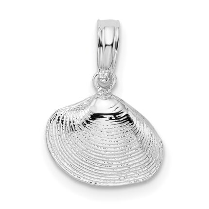 De-Ani Sterling Silver Rhodium-Plated Polished Clam Shell Pendant
