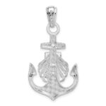 De-Ani Sterling Silver Rhodium-Plated Polished Anchor with Scallop Shell Pendant - Image 4