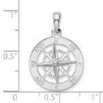 De-Ani Sterling Silver Rhodium-Plated Polished Nautical Compass Pendant - Image 3