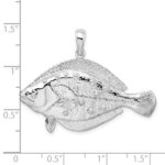 De-Ani Sterling Silver Rhodium-Plated Polished 3D Flounder Fish Pendant - Image 3
