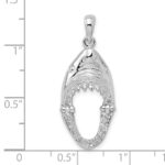 De-Ani Sterling Silver Rhodium-Plated Polished Moveable Shark Head Pendant - Image 5