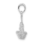 De-Ani Sterling Silver Rhodium-plated Polished 3D Kittens in Basket Pendant - Image 2
