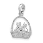 De-Ani Sterling Silver Rhodium-plated Polished 3D Kittens in Basket Pendant - Image 5
