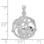 De-Ani Sterling Silver Rhodium-Plated Polished Cut-Out Shell Cluster Pendant - Image 3