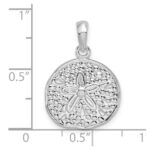 De-Ani Sterling Silver Rhodium-Plated Polished Sand Dollar Pendant - Image 3