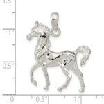 De-Ani Sterling Silver Rhodium-Plated Polished 3D Standing Horse Pendant - Image 3