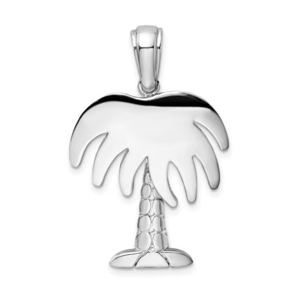 De-Ani Sterling Silver Rhodium-Plated Polished Charleston Palm Tree Pendant