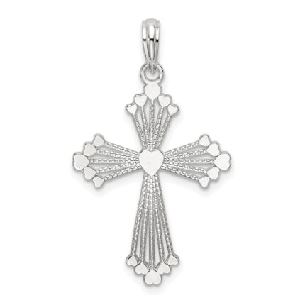 De-Ani Sterling Silver Rhodium-Plated Polished Heart Cross Pendant