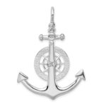 De-Ani Sterling Silver Rhodium-Plated Polished 3D Large Anchor with Compass Pendant - Image 4