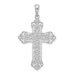 De-Ani Sterling Silver Rhodium-Plated Polished Filigree Fleur de Lis Cross Pendant - Image 4