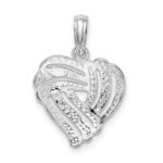 De-Ani Sterling Silver Rhodium-plated Polished Wrap Design Heart Pendant - Image 4