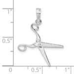 De-Ani Sterling Silver Rhodium-Plated Polished Moveable 3D Scissors Pendant - Image 3