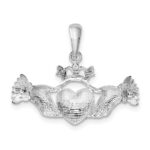 De-Ani Sterling Silver Rhodium-Plated Polished Claddagh Pendant - Image 4