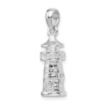 De-Ani Sterling Silver Rhodium-Plated Polished 3D Lighthouse Pendant - Image 5