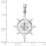 De-Ani Sterling Silver Rhodium-Plated Polished Star Frame Compass Pendant - Image 3
