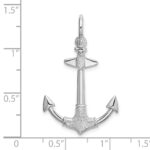 De-Ani Sterling Silver Rhodium-Plated Polished and Textured 3D Anchor Pendant - Image 3