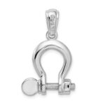 De-Ani Sterling Silver Rhodium-Plated Polished 3D Large Shackle Link Pendant - Image 4