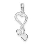 De-Ani Sterling Silver Rhodium-Plated Polished Cut-Out Heart with Tassel Pendant - Image 4