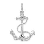 De-Ani Sterling Silver Rhodium-Plated Polished 3D Anchor with Rope Pendant - Image 4
