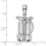 De-Ani Sterling Silver Rhodium-Plated Polished 3D Scuba Tanks with Hose Pendant - Image 4