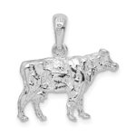 De-Ani Sterling Silver Rhodium-Plated Polished 3D Cow Pendant - Image 4