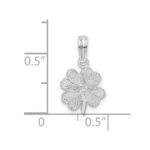 De-Ani Sterling Silver Rhodium-Plated Polished and Textured Shamrock Pendant - Image 3