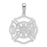 De-Ani Sterling Silver Rhodium-plated Polished Cut-Out Fireman Shield Pendant - Image 4