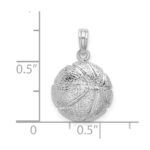 De-Ani Sterling Silver Rhodium-Plated Polished Basketball Pendant - Image 3