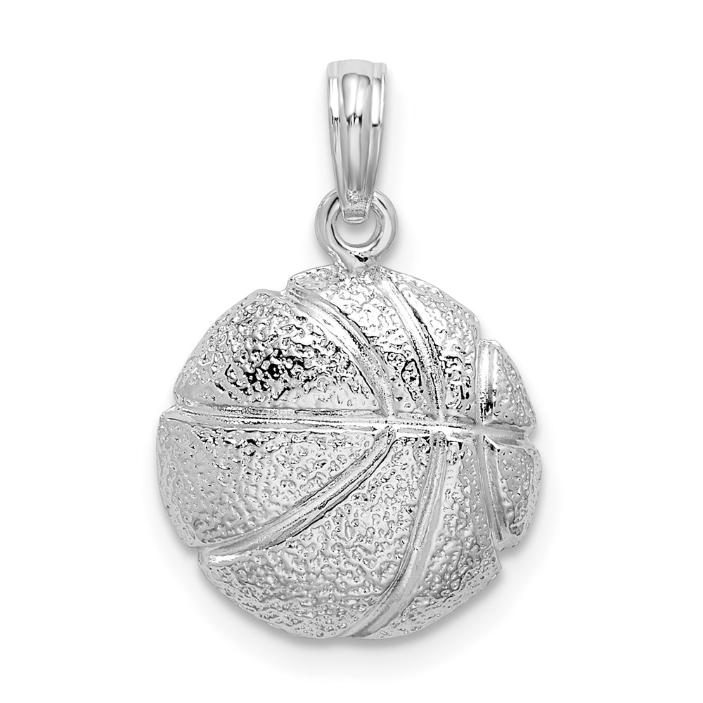 QC10610.jpg De-Ani Sterling Silver Rhodium-Plated Polished Basketball Pendant - Image 1