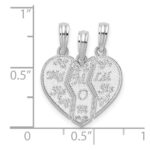 De-Ani Sterling Silver Rhodium-plated Textured Big Sis / Mom / Lil Sis Break Apart Pendant - Image 3