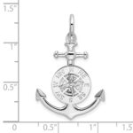 De-Ani Sterling Silver Rhodium-Plated 3D Small Anchor with Compass Pendant - Image 3
