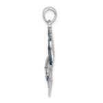 De-Ani Sterling Silver Rhodium-Plated Polished Enameled Sailfish Pendant - Image 2