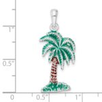 De-Ani Sterling Silver Rhodium-Plated Polished Enameled Palmetto Pendant - Image 3