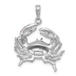 De-Ani Sterling Silver Rhodium-Plated Polished Enameled Blue Stone Crab Pendant - Image 4