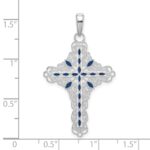 De-Ani Sterling Silver Rhodium-Plated Polished Enameled Filigree Cross Pendant - Image 3