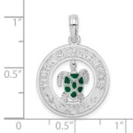 De-Ani Sterling Silver Rhodium-Plated Enameled Turks and Caicos with Turtle Pendant - Image 3