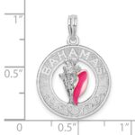 De-Ani Sterling Silver Rhodium-Plated Enameled Bahamas Circle with Shell Pendant - Image 3