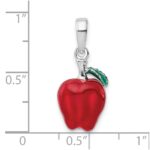 De-Ani Sterling Silver Rhodium-Plated Polished 3D Enameled Apple Pendant - Image 3