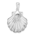 De-Ani Sterling Silver Rhodium-Plated Enameled Blue Shell with Dolphins Pendant - Image 4