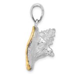 De-Ani Sterling Silver Rhodium-Plated 3D Conch Shell with 14k Accent Pendant - Image 2