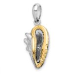 De-Ani Sterling Silver Rhodium-Plated 3D Conch Shell with 14k Accent Pendant - Image 5