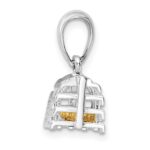 De-Ani Sterling Silver Rhodium-Plated Moveable 3D Trap with 14k Lobster Pendant - Image 2