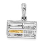 De-Ani Sterling Silver Rhodium-Plated Moveable 3D Trap with 14k Lobster Pendant - Image 4