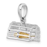 De-Ani Sterling Silver Rhodium-Plated Moveable 3D Trap with 14k Lobster Pendant - Image 5
