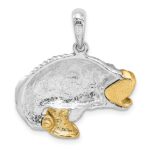 De-Ani Sterling Silver Rhodium-Plated Jumping Bass with 14k Accents Pendant - Image 4