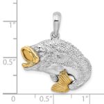 De-Ani Sterling Silver Rhodium-Plated Jumping Bass with 14k Accents Pendant - Image 3
